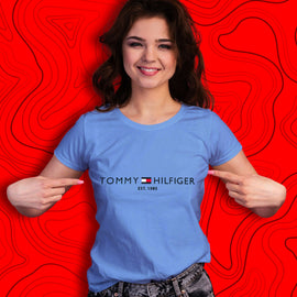 Blusa de Mujer, color celeste, con diseño. - El Pueblito