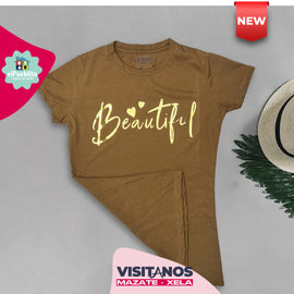 Blusa de Mujer, color café, con diseño. - El Pueblito