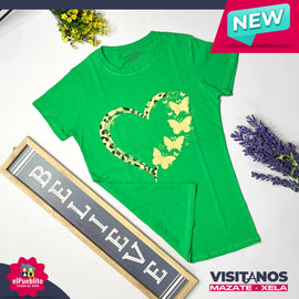 Blusa de Mujer, color verde, con diseño. - El Pueblito