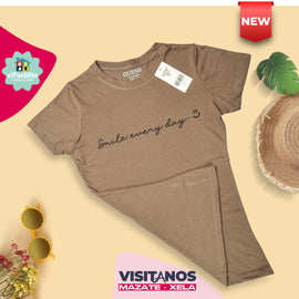 Blusa de Mujer, color café, con diseño. - El Pueblito