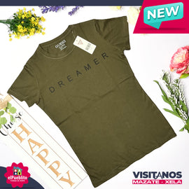 Blusa de Mujer, color verde olivo, con diseño. - El Pueblito