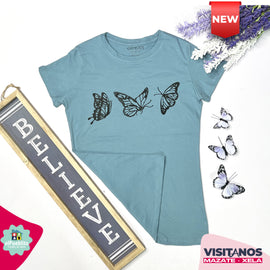 Blusa de Mujer, color celeste, con diseño. - El Pueblito