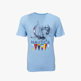 Playera de Hombre, color celeste, con diseño. - El Pueblito