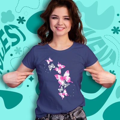 Blusa de Mujer, color azul marino, con diseño. - El Pueblito