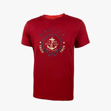 Playera de Hombre, color rojo, con diseño. - El Pueblito