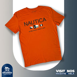 Playera de Hombre, color anaranjado, con diseño. - El Pueblito