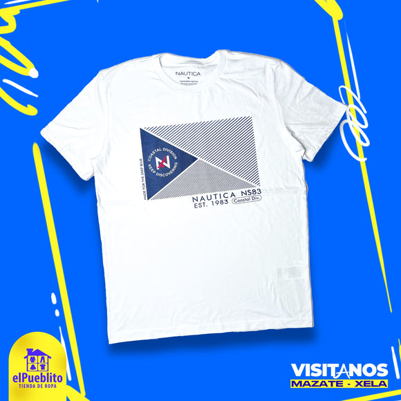 Playera de Hombre, color blanco, con diseño. - El Pueblito