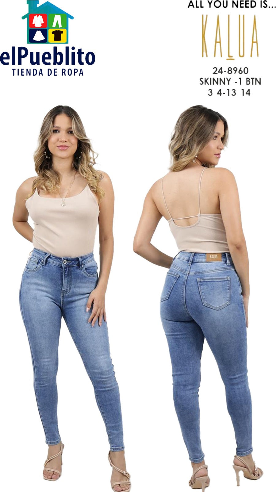 Pantalón de lona estilo "Skinny" de mujer.