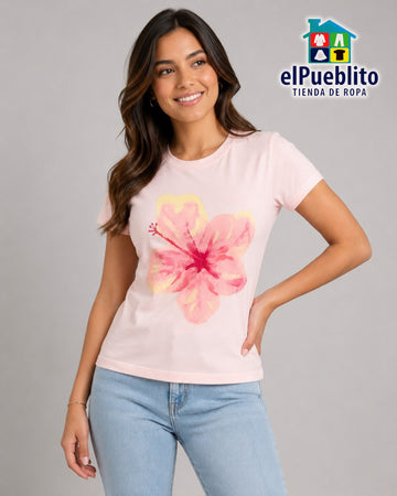 Blusa marca Guess, color rosado con diseño, 100% Algodón