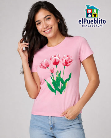 Blusa marca Guess, color rosado con diseño, 100% Algodón