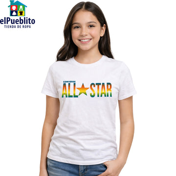 Blusa de niña, marca Converse, con diseño.