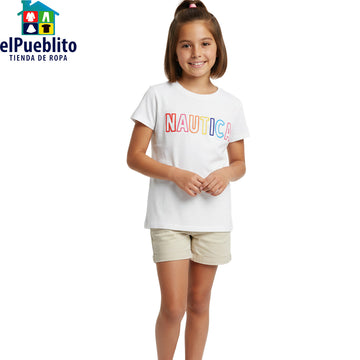 Blusa de niña, marca Nautica, con diseño.