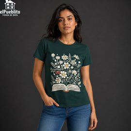 Blusa marca Guess, color verde con diseño de flores, 100% Algodón