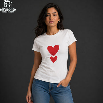 Blusa marca Guess, color Blanco con diseño de corazon, 100% Algodón