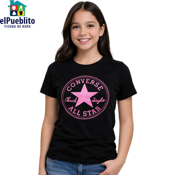 Blusa de niña, marca Converse, con diseño.